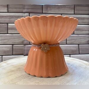 dexypaws 🐈 🐾 ceramic Elevated cat bowl 8.45oz Rose blush w/ flower New